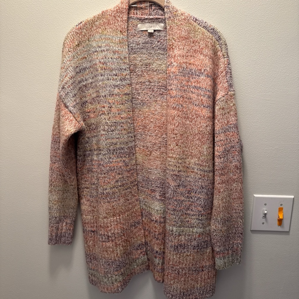 LOFT Pastel Knit Open-Front Cardigan